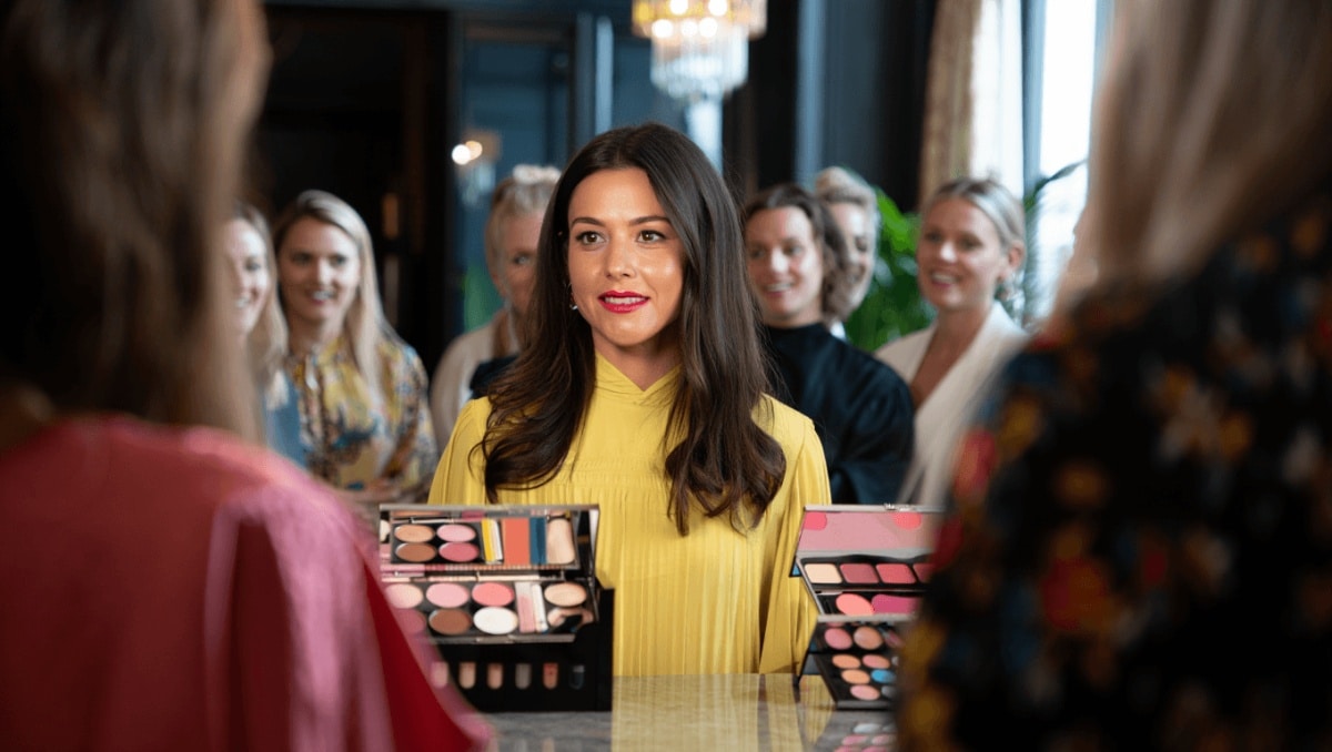 Pippa O'Connor dazzles in butter yellow at launch of her new cream blushes