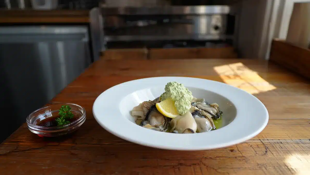 Menu highlights — Co Down oysters with Burren balsamic horseradish vinegar and lemon Kilkeel crab and mussel salad with fennel and dulse pickle 400g bone-in sirloin of Lisdergan beef