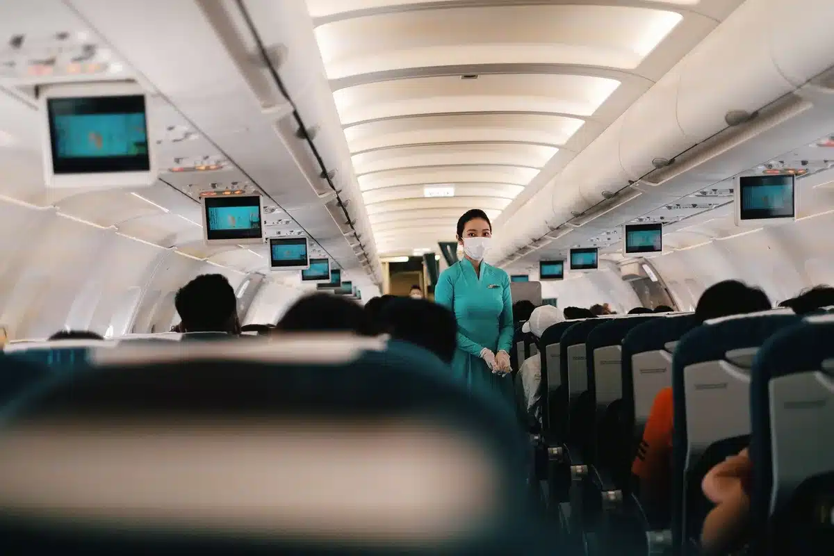 Close-up of airline policy documentation showing safety and passenger conduct guidelines