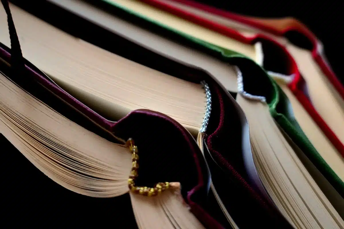 Close-up of printed book pages showing an excerpt from a memoir