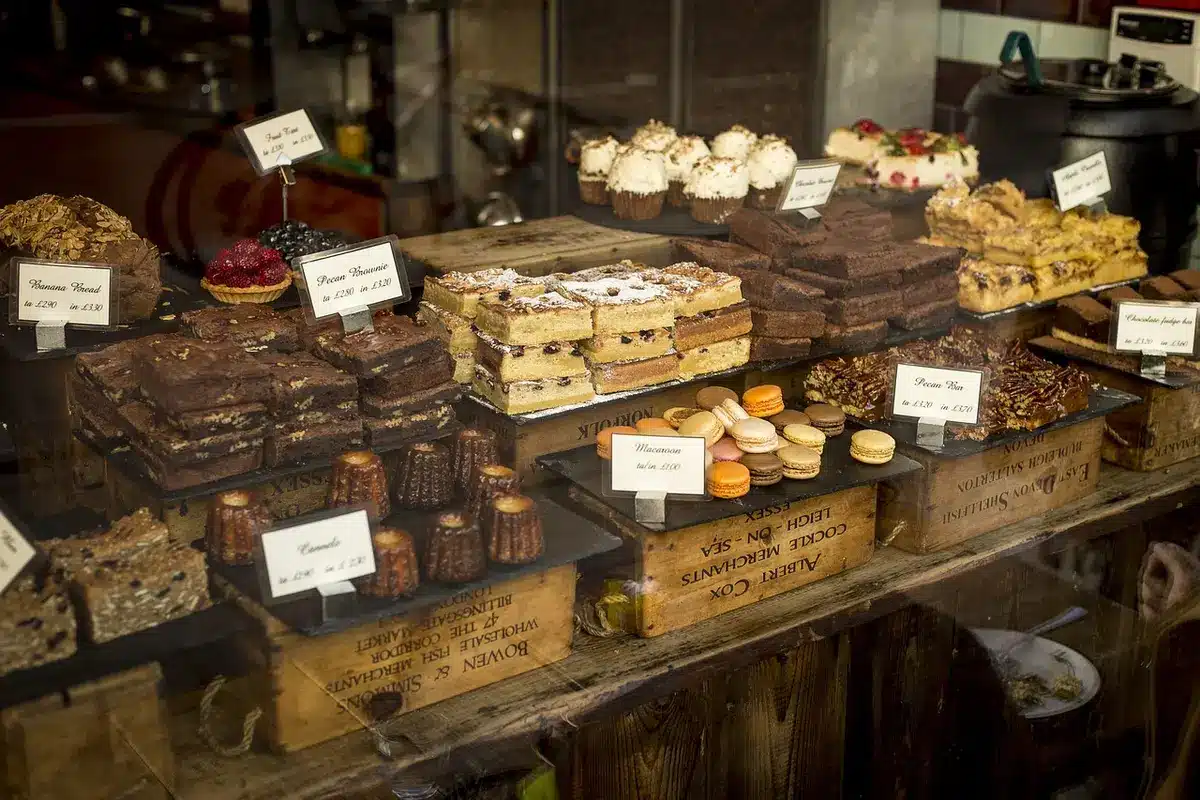 Vintage chocolate shopfront evocative of early 20th century confectionery
