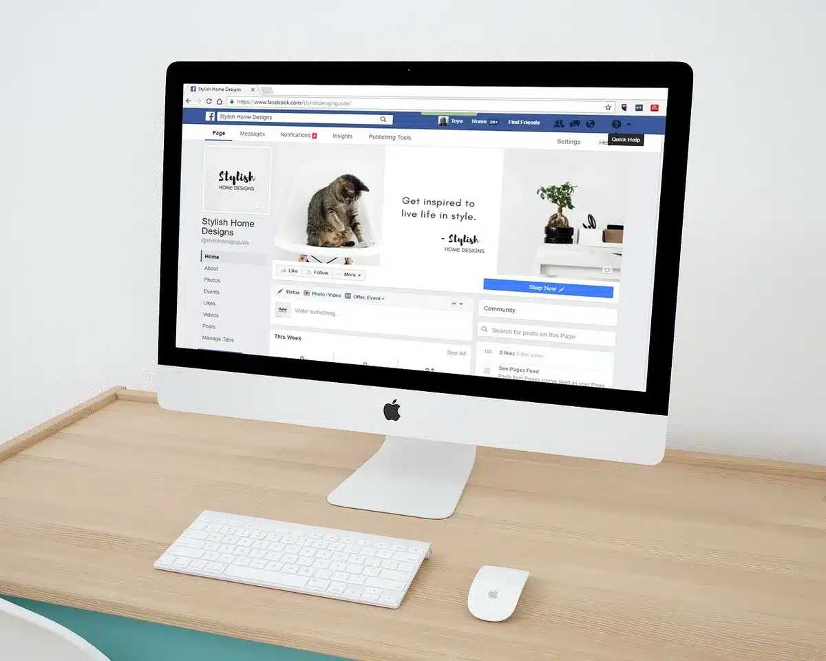 Computer screen showing a suspicious cloned website linked from social media