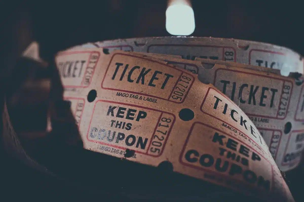 Concert tickets displayed on a computer screen showing pricing tiers and booking options