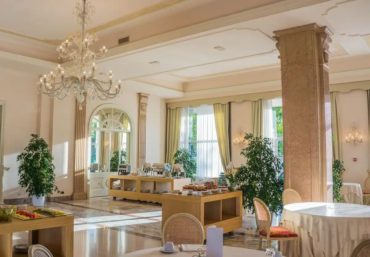 Moodboard-style display suggesting hotel branding with nature and luxury elements