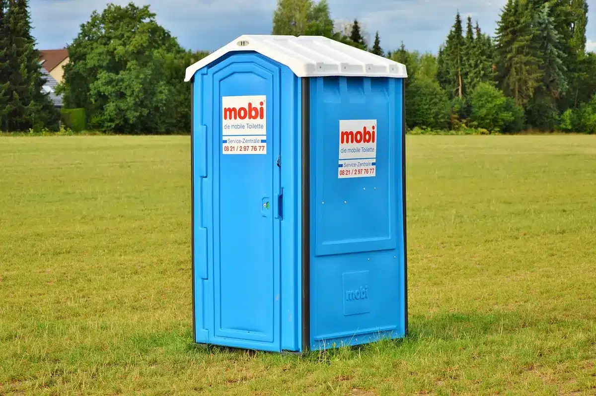 Exterior of a public toilet block at a waterfront in daylight